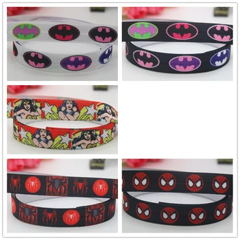 

DHK 5/8'' 5yards Fold Elastic FOE batman wonder woman spider printed headband headwear hairband decoration OEM E455