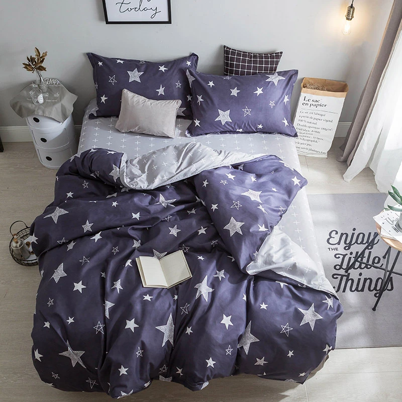 Home Textile 4pcs Bedding Set Cotton Single Duvet Cover Set Of Bed Linen Adult Star Flat Bed Sheets And Pillowcases For Pillows Bedding Sets Aliexpress