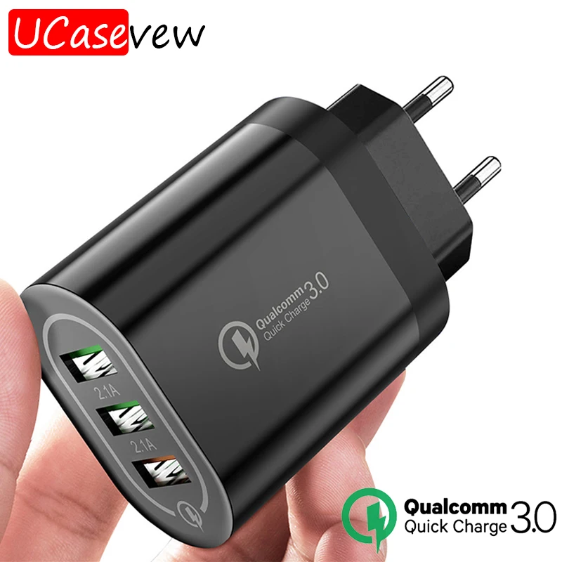 

3 Ports USB Quick Charge 5V 2.4A Charger 18W Power Adapter for iPhone iPad Samsung Xiaomi Huawei QC3.0 Travel Fast Wall Charging