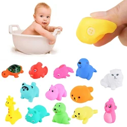 Jouets de bain GYH d'animaux marins, 13 pièces, flotteur en caoutchouc souple coloré, son de pression, jeu de bain grinçant pour bébé 