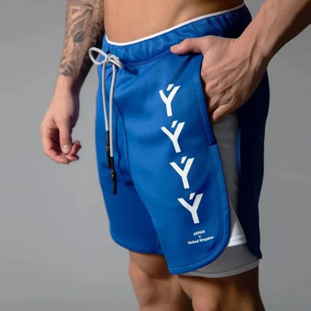 US $8.60 Men 2 in 1 Running Shorts Jogging Gym Fitness Training Quick Dry Beach Short Pants Male Summer Spor