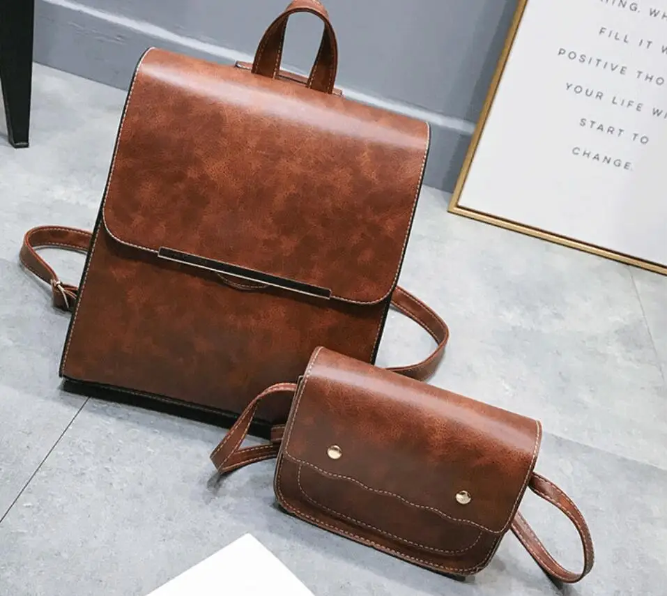 Искусственная кожа, Корейская версия, большая вместительность, для старшеклассников, Женская японская простая сумка на плечо, рюкзак для путешествий