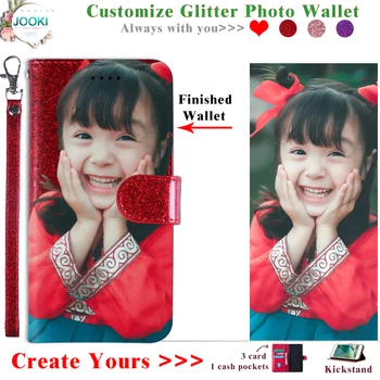 

A7 Glitter Leather Case For Samsung Galaxy A7 2018 Personalized Wallet For Samsung A7 A750F soft leather Photo Women's Wallet