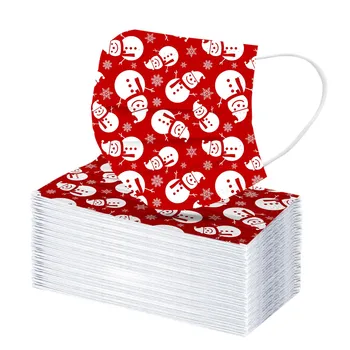 

50/100pc Christmas Unisex Cartoons Face Masks 3 Layer Ear Loop Disposable Mouth Mask Fabric Dustproof 3-layer Mask Christmas