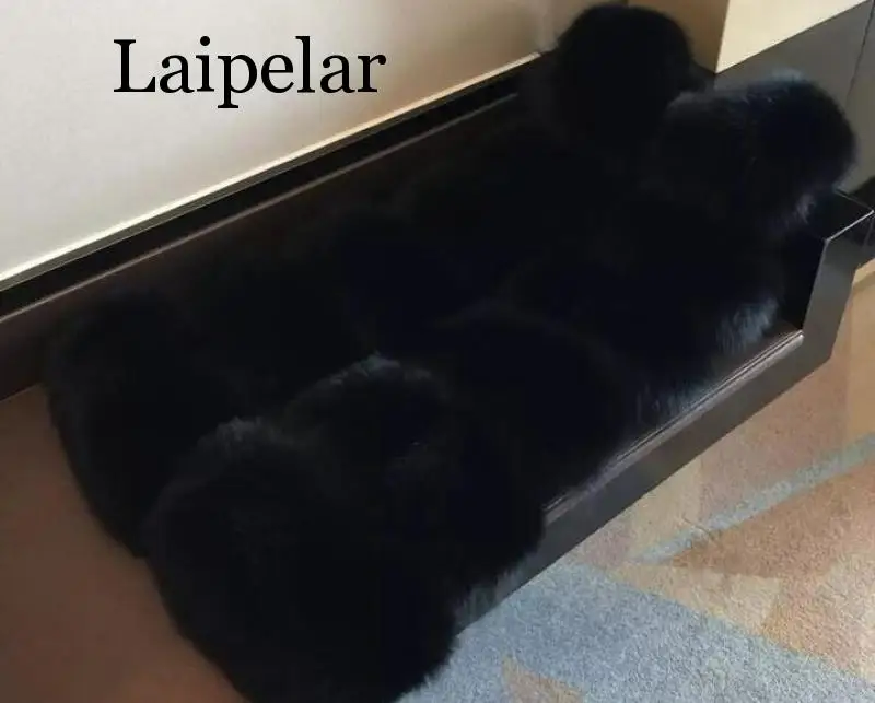 Laipelar/пальто из искусственного меха г. Осенне-зимняя новая длинная куртка с горизонтальным мехом, жилет из лисьего меха - Цвет: Black