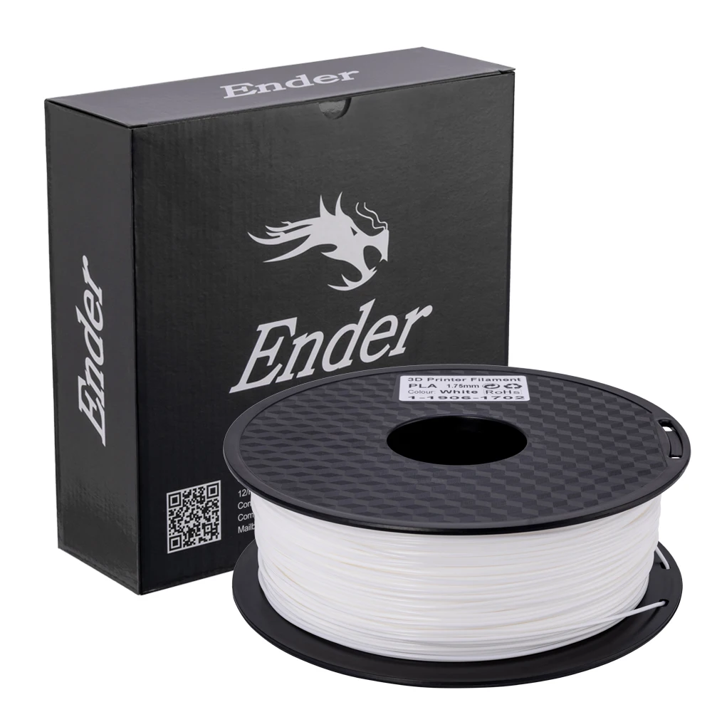 White Color Ender 3D PLA Printer Filament 1.75mm 1kg/Roll 2.2lb Spool with CE Certification For 3D Printer