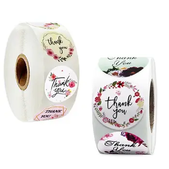 

500 Circular Thank You Business Stickers 1 Inch Gift Handmade Label Stickers Wedding Envelope Sealed Stationery Stickers