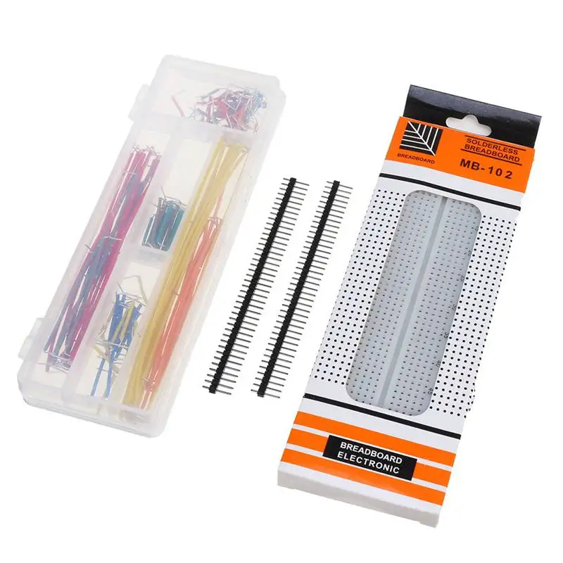 

Electronics Component Basic Starter Kits with 830 Tie-points Breadboard Cable Resistor Capacitor LED Potentiometer Accessory