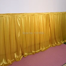 Ледяной шелк прозрачный желтого золота свадебного стола юбка вечерние банкетные этап юбка для стола скатерти украшения