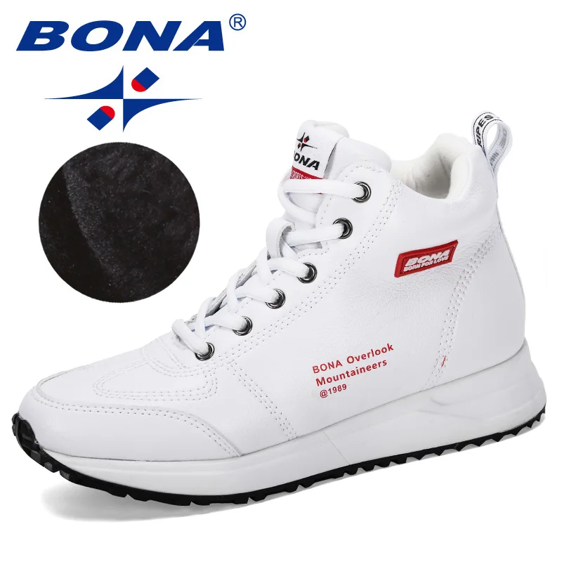 White BONA/Новинка года; дизайнерские Короткие Плюшевые ботинки; женские уличные кроссовки для отдыха; женская обувь на толстой подошве; удобная обувь - Цвет: White