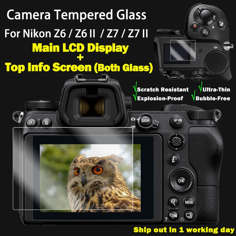 For Nikon Z8 Z6 Z6II Z7 Z7II Z9 Tempered Camera Protective Glass Main LCD Display +Top Info Screen Protector Guard Cover