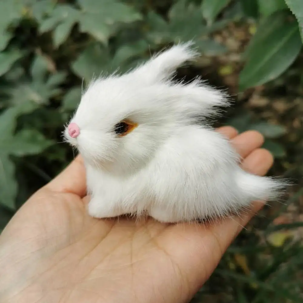 Mini lapin en peluche en fausse fourrure, modèle animal, lapin Élmignon,  décoration de figurine l'inventaire, simulation, charmant - AliExpress