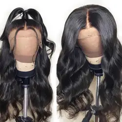 Парики из прозрачного бесклеевого кружева спереди человеческие волосы волнистые для черных женщин Remy бразильские волосы передние парики