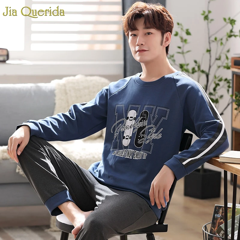

Fashion Pijama Hombre 100% Cotton High Quality Loungewear Chic Printing Pajamas Plus Size Big Pyjamas Men Sleepwear 3xl 4xl 5xl