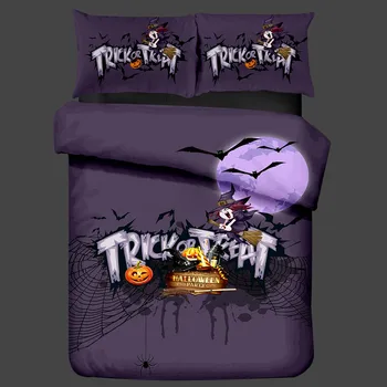 

Thumbedding Halloween Bedding Set King Bat Witch Print Cute 3D Duvet Cover For Children Full Twin Single Double Queen Bed Set