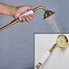 Nnekjcag Luxury Gold Swan Floor Bathtub Faucet Single Handle With Handshower Freestanding Bath Shower Mixer Tap Bathroom Crane 3
