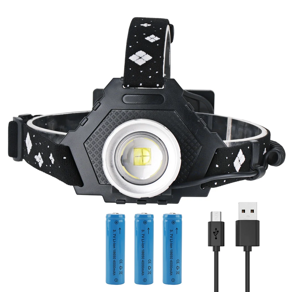 B with Battery BORUiT XHP50 светодиодный налобный фонарь вспышка светильник Масштабируемые Перезаряжаемые головной светильник s Водонепроницаемый Отдых Охота Головной фонарь светильник 18650 Батарея - Испускаемый цвет: B with Battery