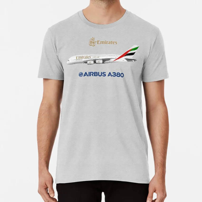 Иллюстрация Эмирейтс Airbus A380-синяя версия футболка airbus a380 airbus a380 a380 airbus Emirates airliner line art - Цвет: Серый