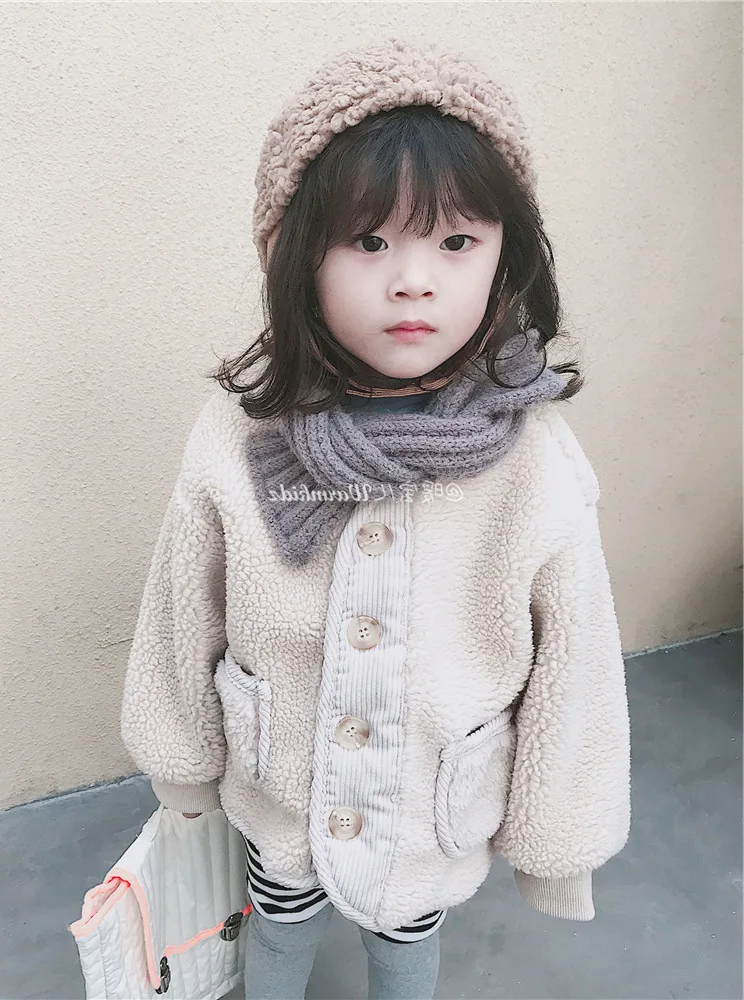 Корейский стиль, зима г., модные утепленные куртки из берберского флиса для девочек Однотонные теплые парки для мальчиков, пальто