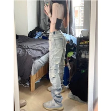 High Street Ripped Jeans Women Loose Straight High Waist Pants Womens Distressed Jeans Pantalones De Mesclilla Para Mujer