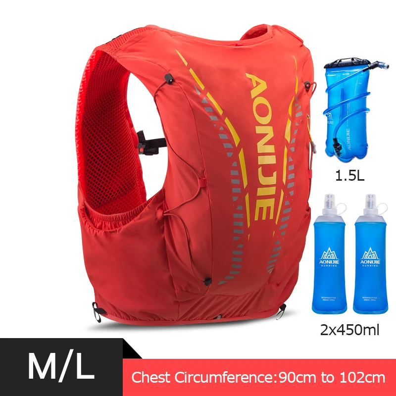 ML Orange Set AONIJIE C962 Расширенная кожа 12L гидратация Рюкзак Пакет сумка жилет мягкая вода мочевого пузыря колба для походов тропа бег марафон гонки - Цвет: ML Orange Set