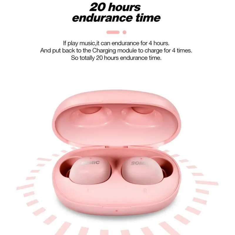Somic W10 TWS bluetooth 5.0 Earphone Mini Portable LDS Antenna Macaron Color Smart Touch Stereo Denoise Headset with Mic