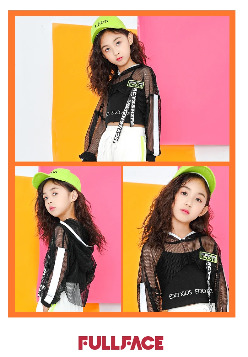 Toddler Girls Oversize Full Sleeve Hoodies Hip Hop Ballroom Jazz Dance Costumes Kids Boy Skirttrousers Clothing Set Team Wear (12)