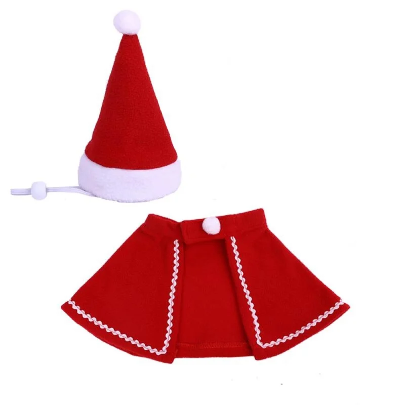 Christmas hat Cloak Кошка Собака Рождество плюшевый Санта плащ мантия шарф Собака Домашние животные Рождественский котенок щенок шапки воротник бархатная одежда, костюм для костюмированной игры - Color: Christmas hat Cloak