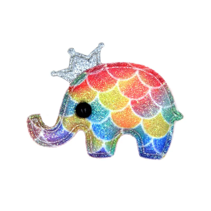 10Pcs Elephant 05 10 шт. блестящие нашивки слон дельфин сердце Корона нашивка "облако" DIY заколки для волос аксессуары радужные аппликации пришить на одежду для малышей - Цвет: 10Pcs Elephant 05