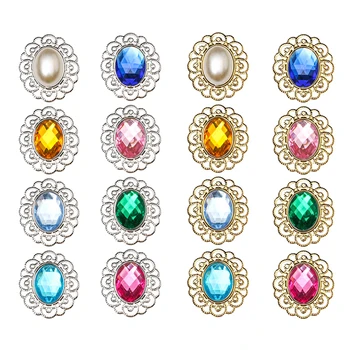 

2020New 100Pcs Big Oval Acryl Iron button for DIY hair accessoriess or Shoes Flower decoration EG