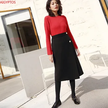

AIGYPTOS 2020 autumn and winter new thin hand-stitched double-sided fabric comfortable commuting one-piece hip wool skirt