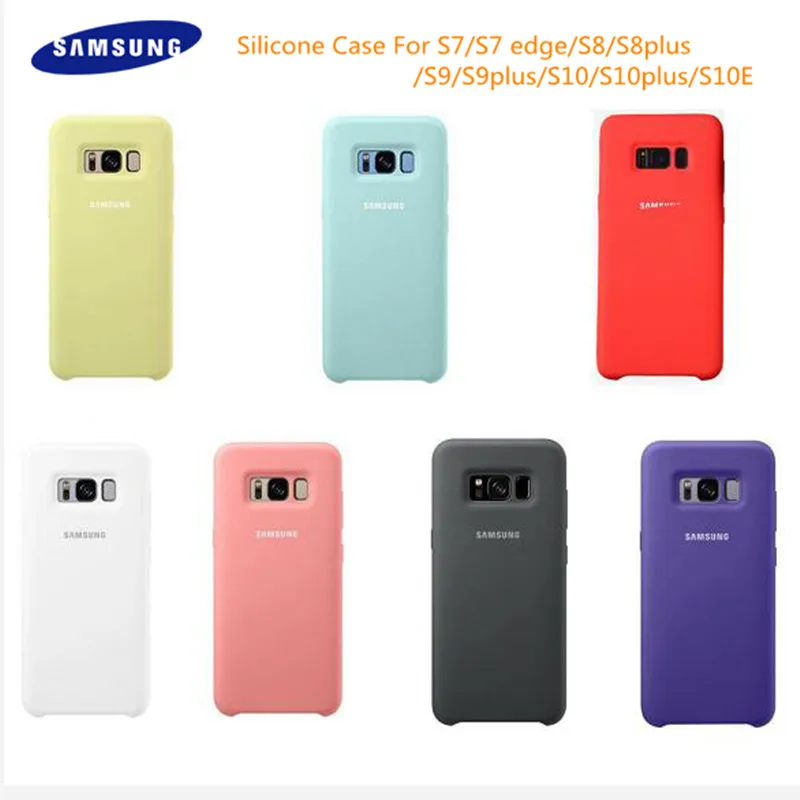

S10/S10e/S10 S9 S8 Plus/S7 S7 edge Protective Case Original Samsung Galaxy S10 lite Silky Silicone Cover Back Case For S9 + S8 +