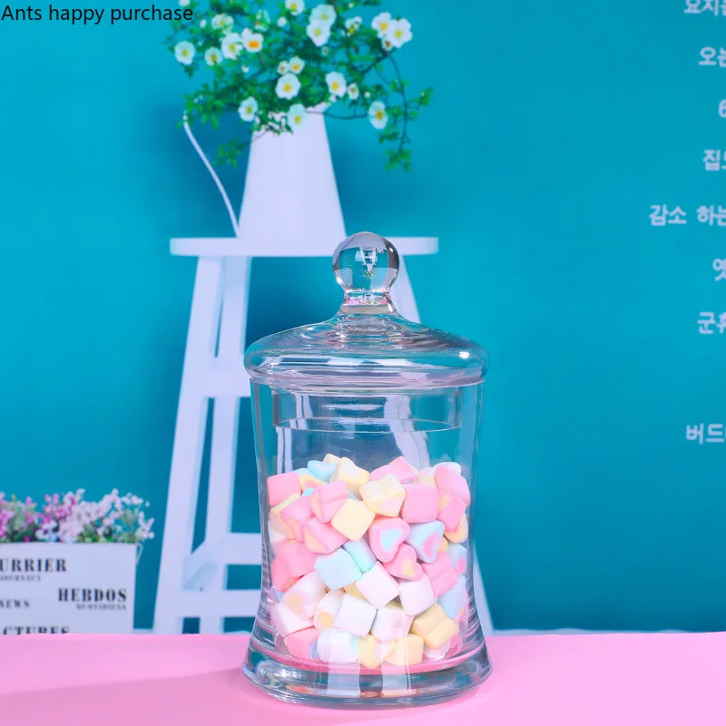 European Style Transparent Glass Food Candy Jar with Lid Decoration Household Glass Storage Jar Wedding Arrangement Decoration 4