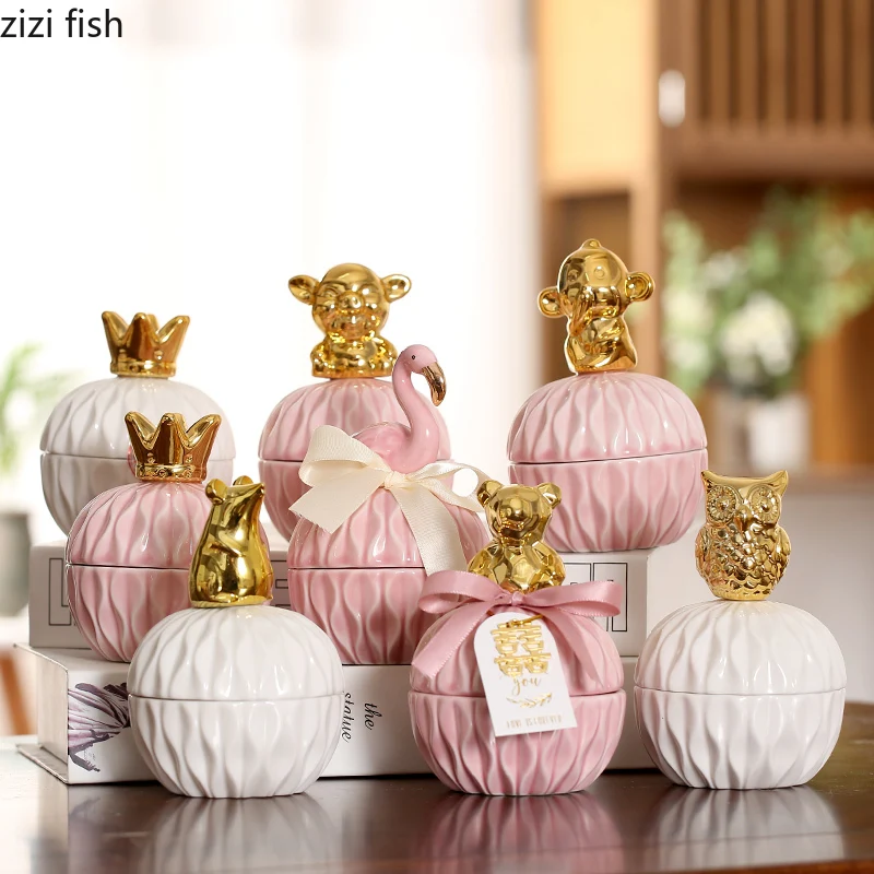 Wedding Ceramic Candy Jewelry Storage Box Home Decoration
