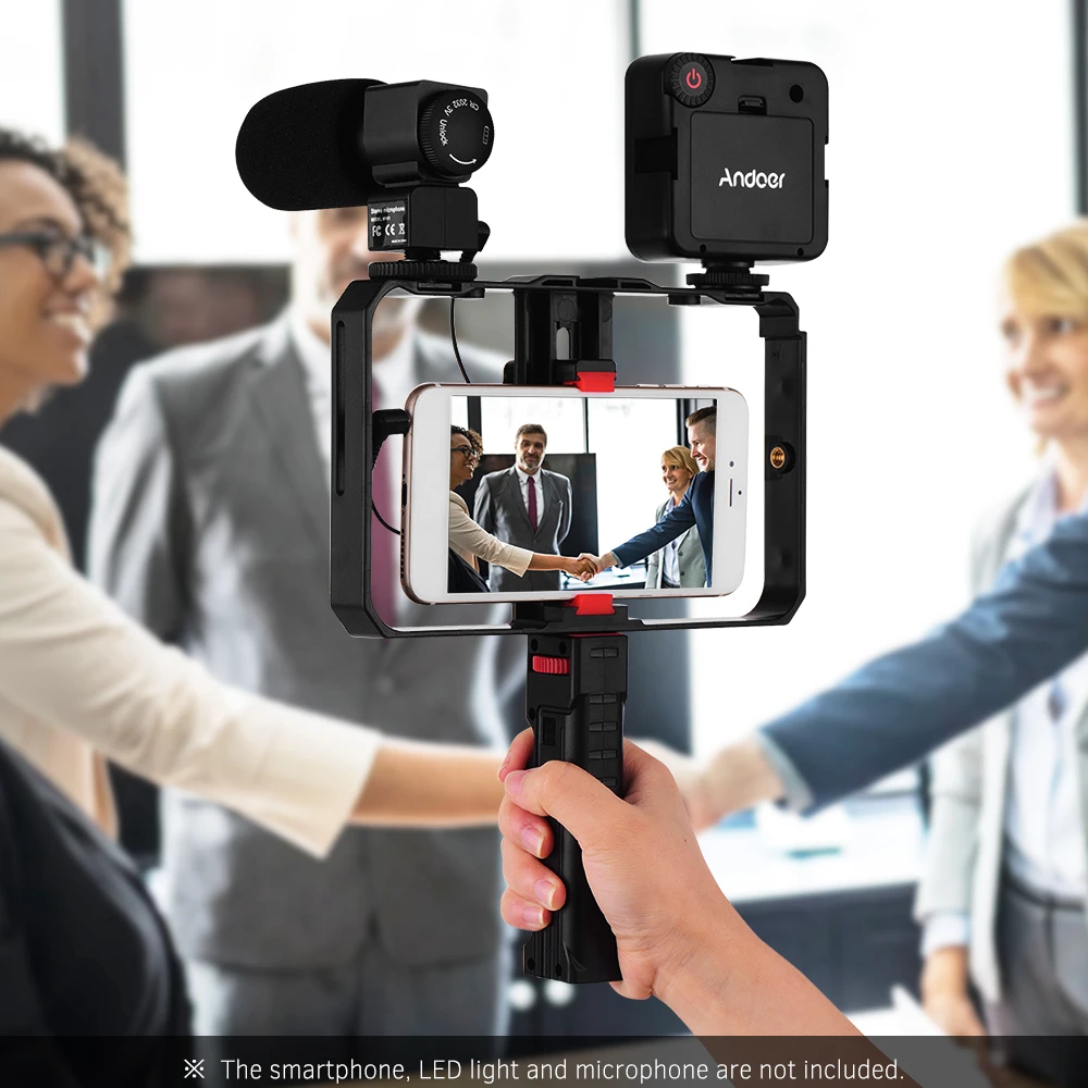 

Portable Video Camera Cage Stabilizer Film Making Rig Grip Cage with Phone Holder Bracket for iPhone Xs Samsung Xiaomi Huawei