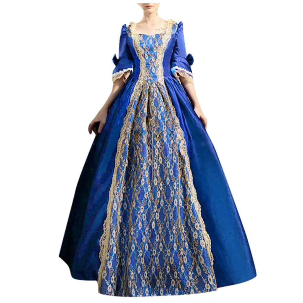 

38# Women Retro Party Dresses Gothic Vintage Dress Steampunk Retro Court Princess Half Sleeve Dresses Casual Dress Sundress
