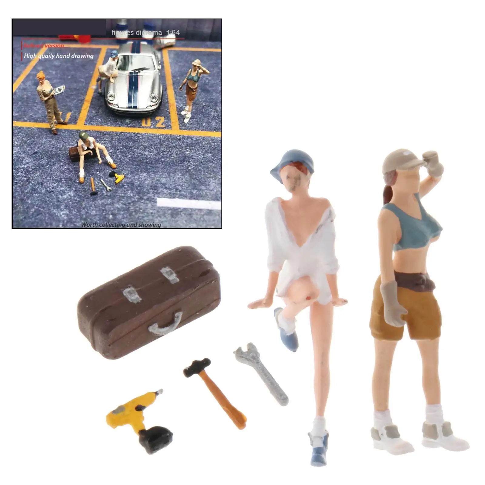 1:64 Scale Street Scene Diorama Figures Resin Dolls Model Train Building Layout Supplies