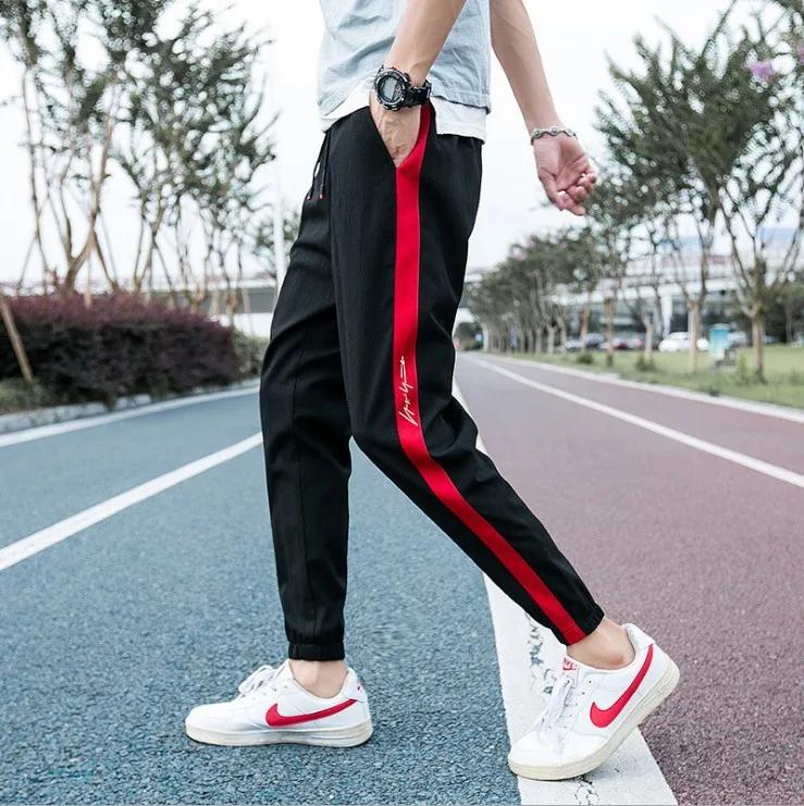 

MEN'S Casual Pants Spring And Autumn Skinny Korean-style Trend Sports Harem Pants Mixed Colors Thin Beam Leg Capri Pants Men's T