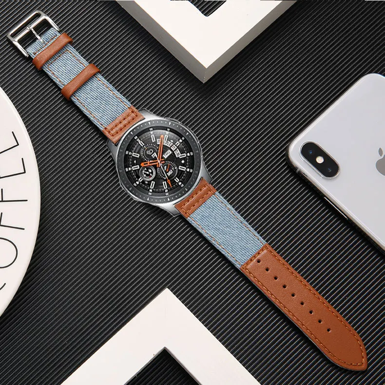 22 мм кожаный+ нейлоновый ремешок для samsung S3 Frontier Galaxy watch 46 мм huawei watch gt watch band Amazfit GTR 47 мм браслет
