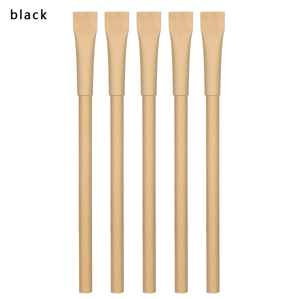 5Pcs Creative Toothpaste Shape Kraft Paper Pen Environmental Friendly Ballpoint School Office Signature Writing Pen Stationery