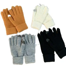 

2021NEW Winter Touch Screen Gloves Women Men Warm Stretch Knit Mittens Imitation Wool Full Finger Guantes Female Crochet Luvas