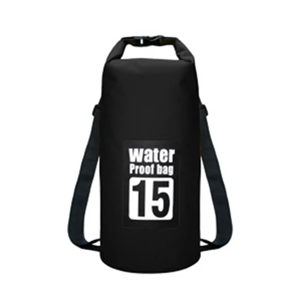 black 15L Открытый водонепроницаемый плавательный мешок плавать водостойкий рюкзак складное хранение дорожная сумка большая емкость для каноэ каяк рафтинг - Цвет: black 15L