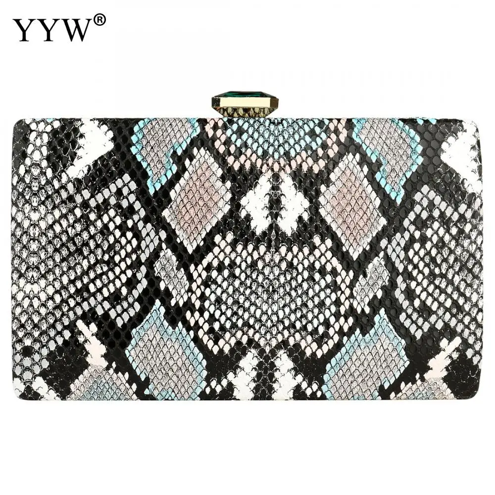multi-colored 3 Разноцветные женские сумочки и сумочки со змеиным узором, вечерняя сумочка, клатчи для свадебного банкета, большая вместительность, 210x130x40 мм - Цвет: multi-colored 3