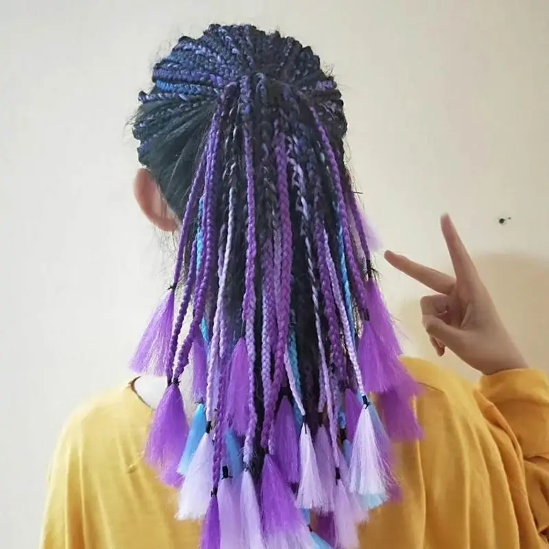 4 шт./компл. Радуга Цвет Brading, синтетические волосы, для увеличения объема, вязанные крючком Плетеный парик
