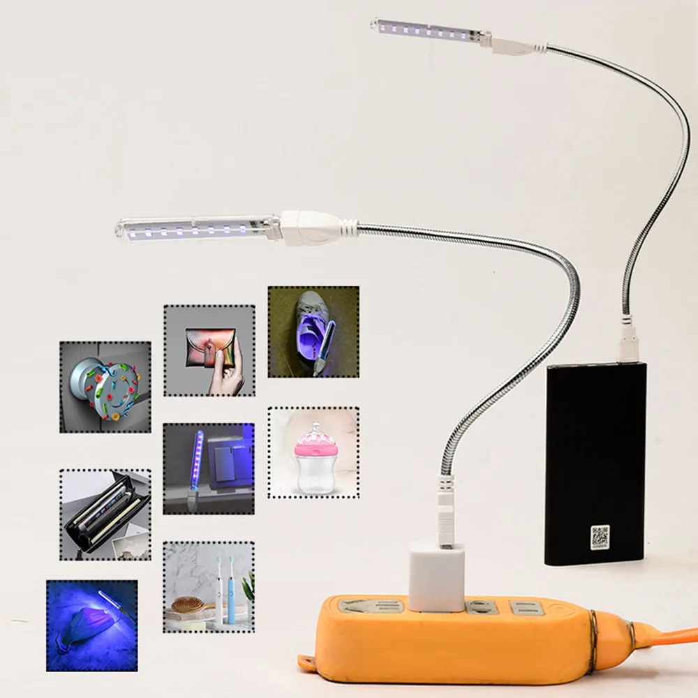 DC5V LED Ultraviolet Sterilizing Lamps 8 LEDs Mini UVA Portable Disinfection Lights UV Lamps USB Germicidal Lamp-uv disinfection lamp,uv sterilization lamp