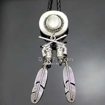 

Jewelry Necktie South Western Cowboy Hat Stetson Corss Gun Pistol Rodeo Bolo Bow Tie Line Dance Mens Gravata Borboleta Corbata