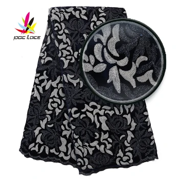 

Latest African Beaded Mesh Lace With Sequines 2019 High Quality Hot Popular Nigerian Embroidery Flowers Lace Fabric AMY3011B