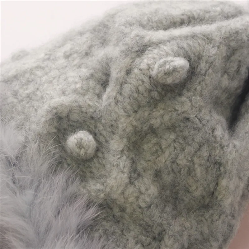 Women Earmuffs Plus Hat Solid Cotton Elastic Hanging Pom Hats Thickening Ladies Skullies Hat For Women Outdoor Dropshipping O22