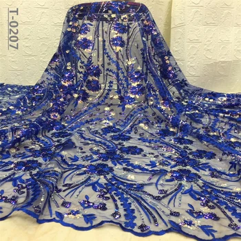 

Latest African Laces 2019 Geometric Figure Gillter Embroidered Mesh Fabric Sequin Lace Fabric