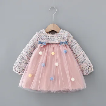 

2019 new baby girl infant winter dress cute ball mesh plaid princess dresses girls toddler sweet party birthday clothes